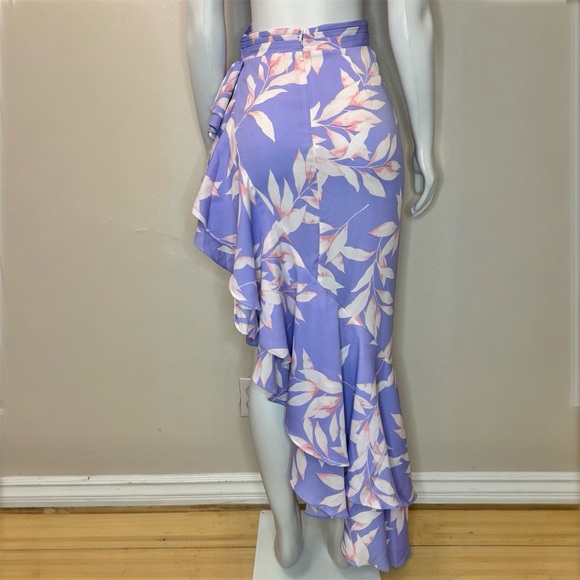 Purple pink asymmetrical hem with ruffles cutout maxi dress - Picture 7 of 11